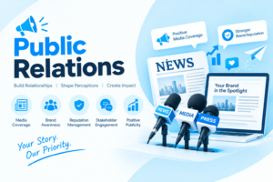 Public relations with media coverage and brand reputation